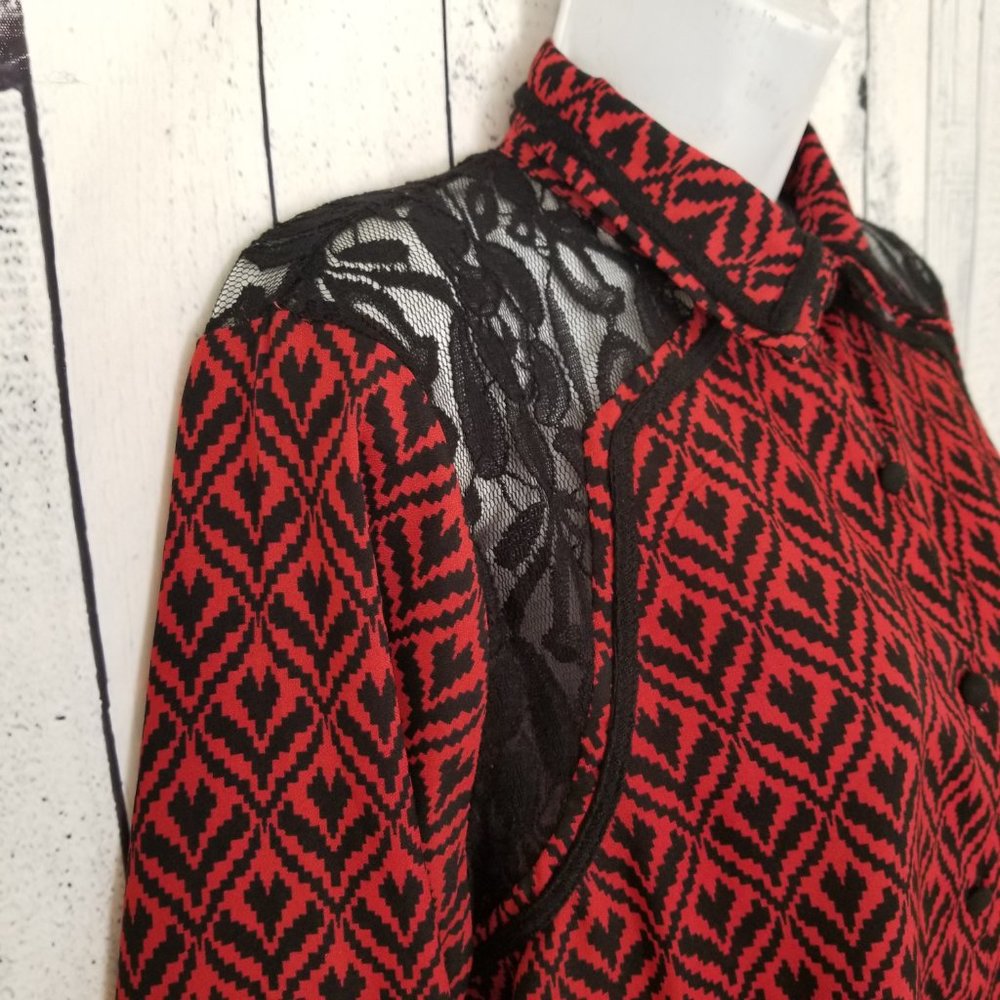 Black & Red Lace Blouse - Picture 4 of 8